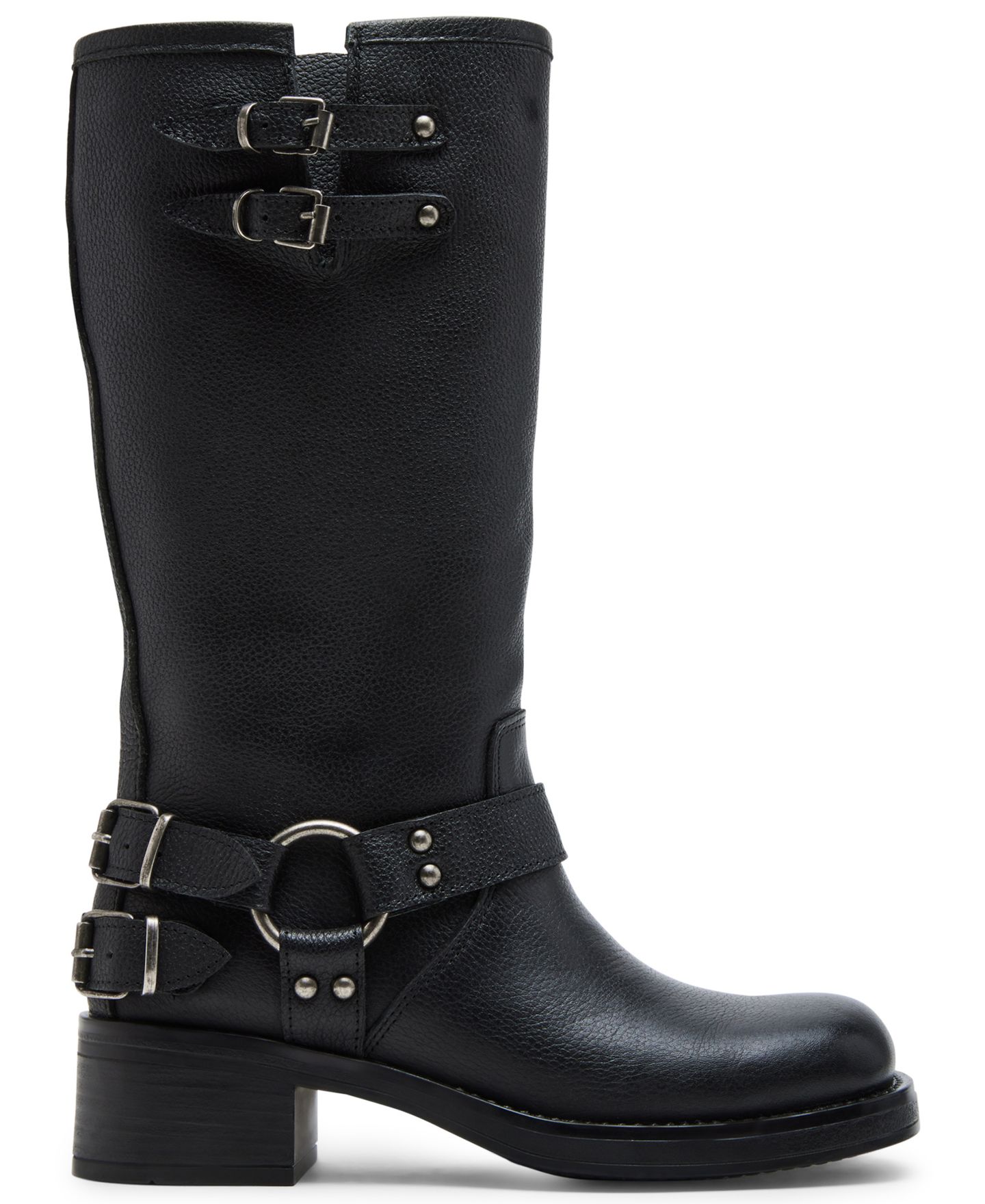 Женские ботинки Steve Madden Astor Buckled Moto, цвет: Чёрный кожаный — фото 2