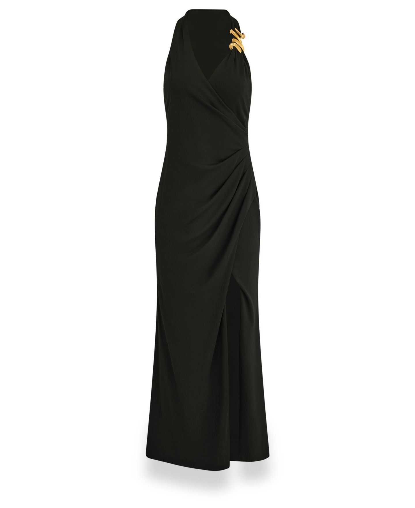 Женское платье Donna Karan New York Halter-Neck Draped Maxi Dress, Wedding Guest, Side Slit, цвет: Чёрный — фото 5