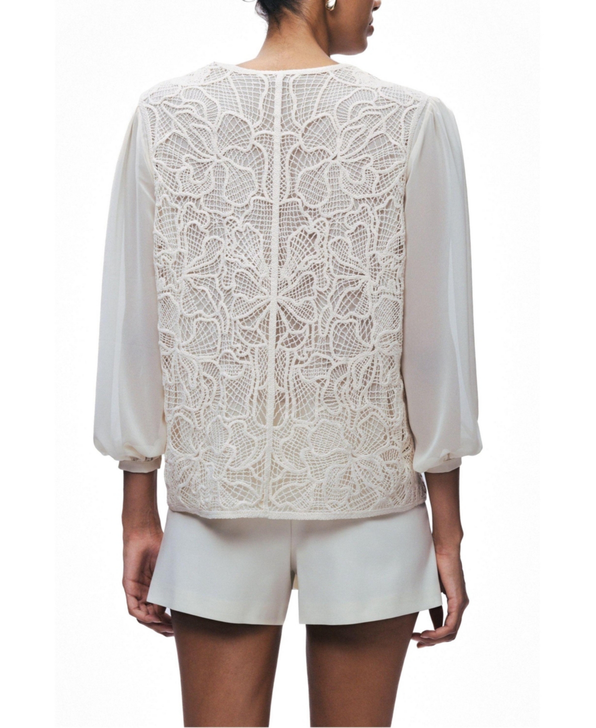 Nocturne Women's Lace Front Sheer Sleeve Jacket