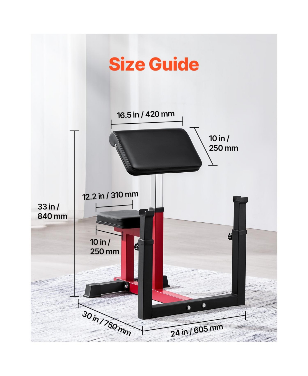 Vevor Preacher Curl Bench Adjustable Home Gym Biceps Machine Barbell Equipment
