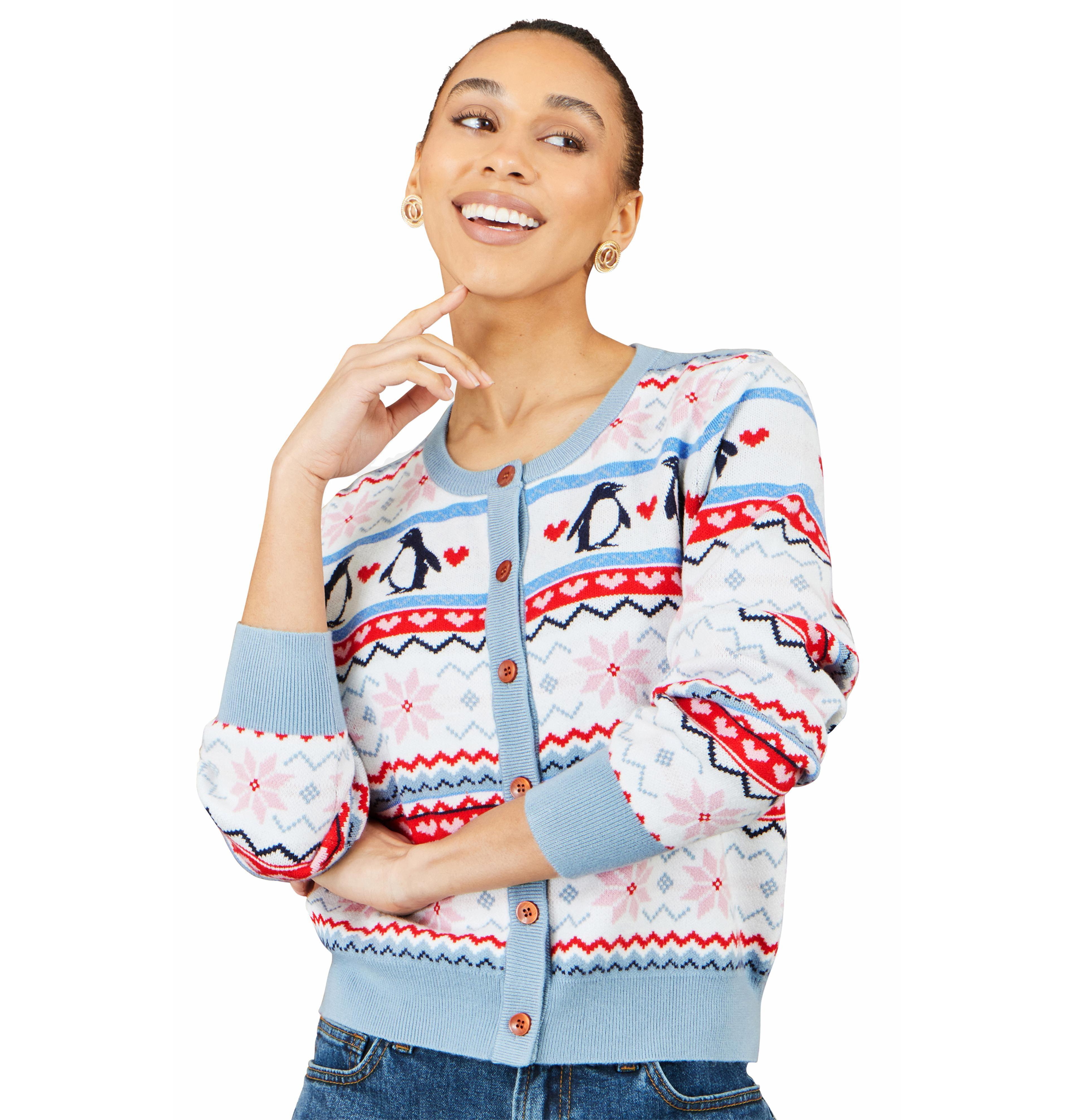 Yumi Women's Penguin Fair Isle Cardigan