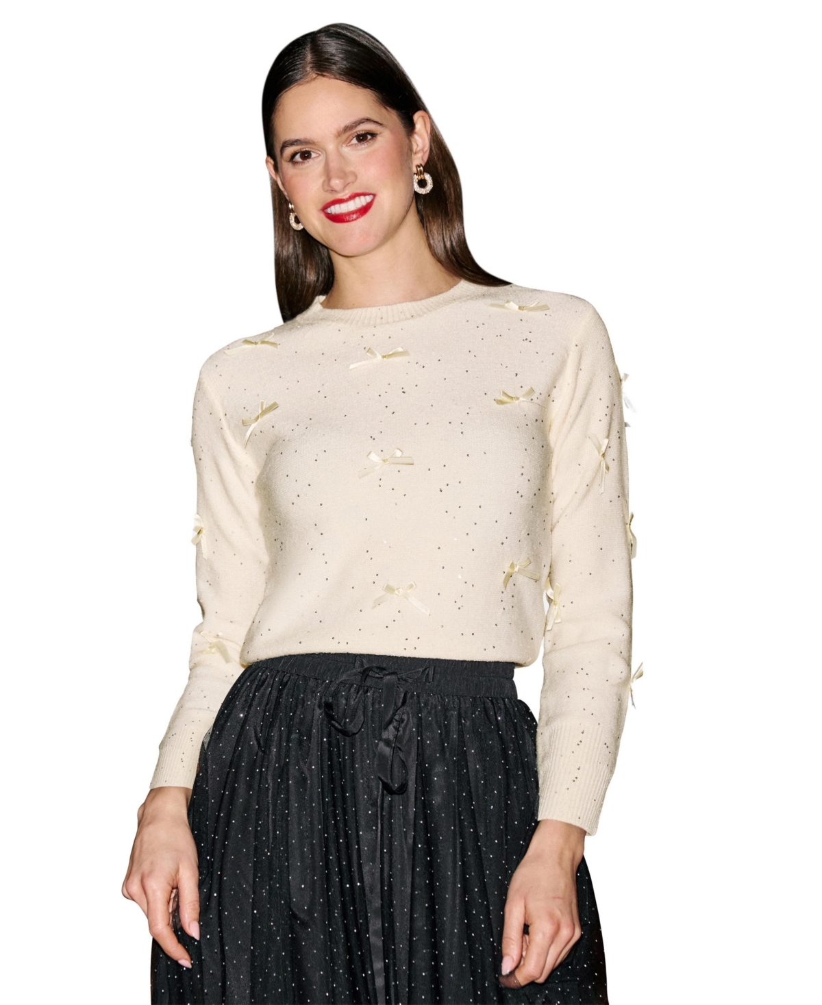 Yumi Women's Sparkle Bow Sweater