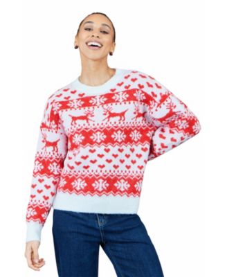 Women's Heart Fair Isle Christmas Crewneck Jumper