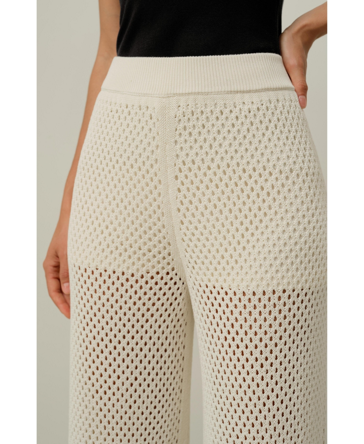 Lilysilk Women's Toscana Wide-Leg Pull-On Pointelle Pants