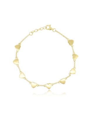 Heart Station Chain Bracelet 14K Gold-Plated Sterling Silver