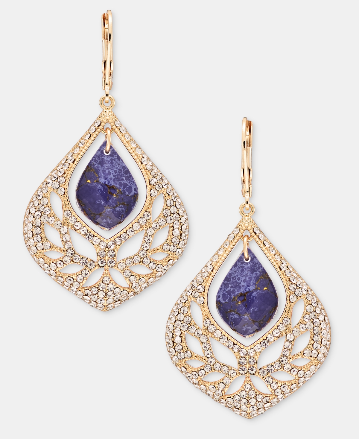 lonna & lilly Stone Branch Orbital Drop Earrings - Dk Blue