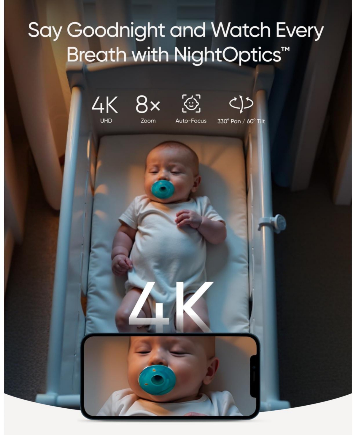 eufy Baby Monitor E21 with 2 4K Uhd Cameras, 5'' 720p Display, 8× Zoom, Portable Camera with Built-in Battery