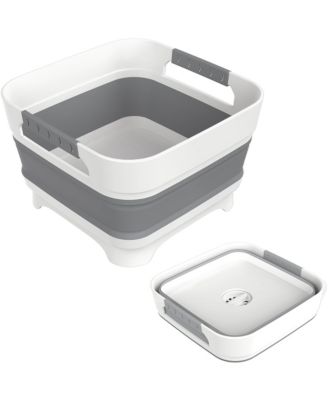 Collapsible Wash Basin With Removable Drain Plug Multiuse Foldable Bucket For Camping RV Kitchen