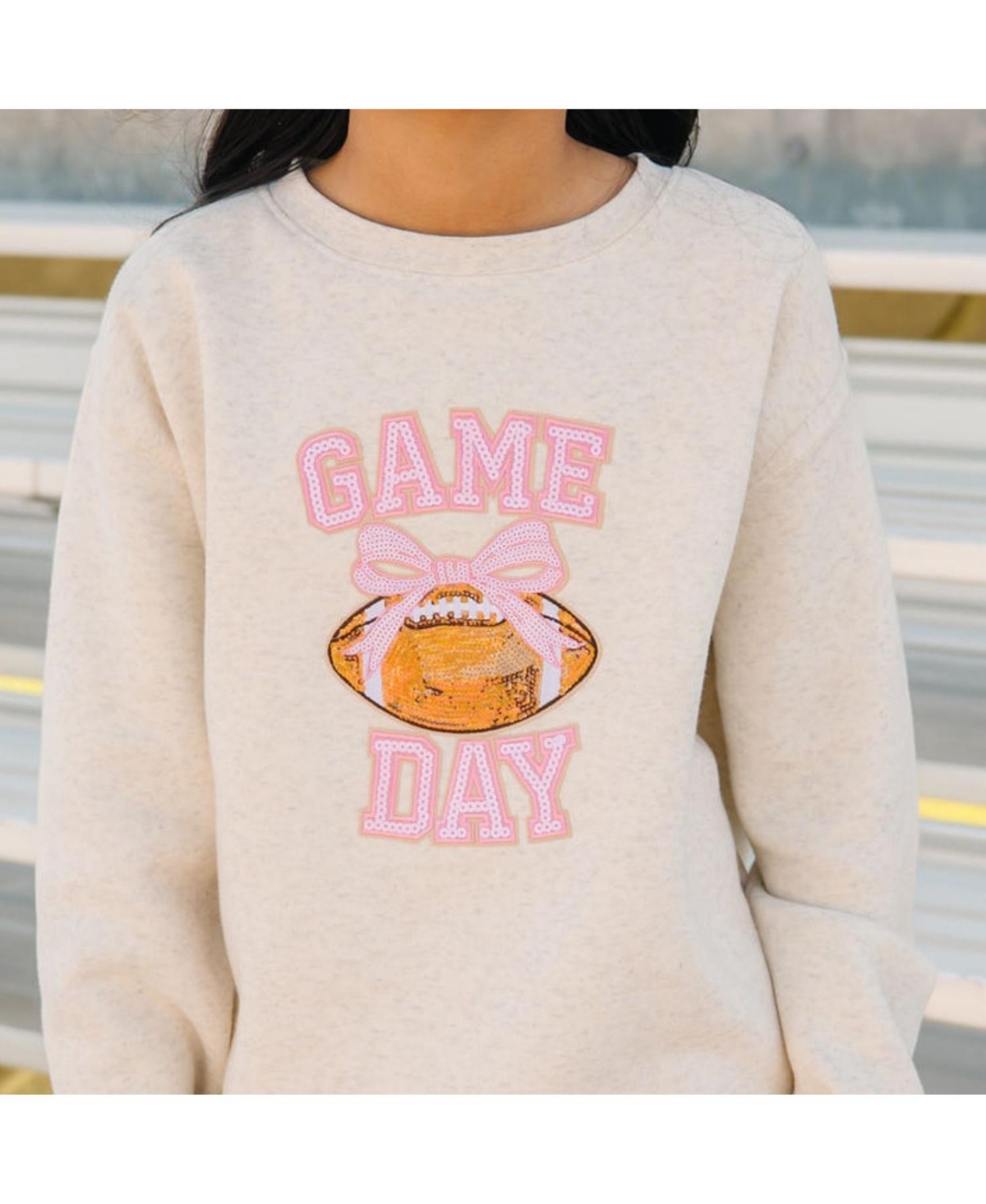 Sweet Wink Big Girls Game Day Sequin Patch Sweatshirt