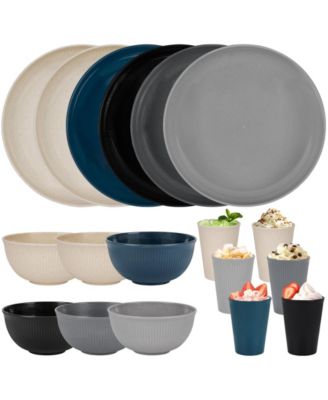 48 Piece Unbreakable Dinnerware Set For 4 People Camping Picnic Travel Home Cutlery Set