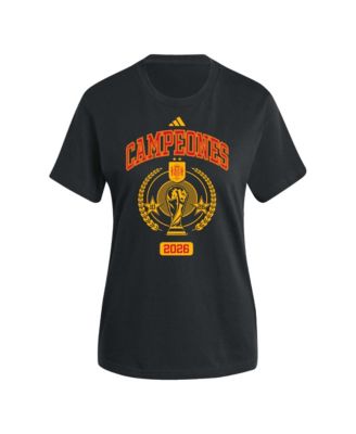 Women's Black Spain National Team 2026 FIFA World Cup Champions Trophy T-Shirt
