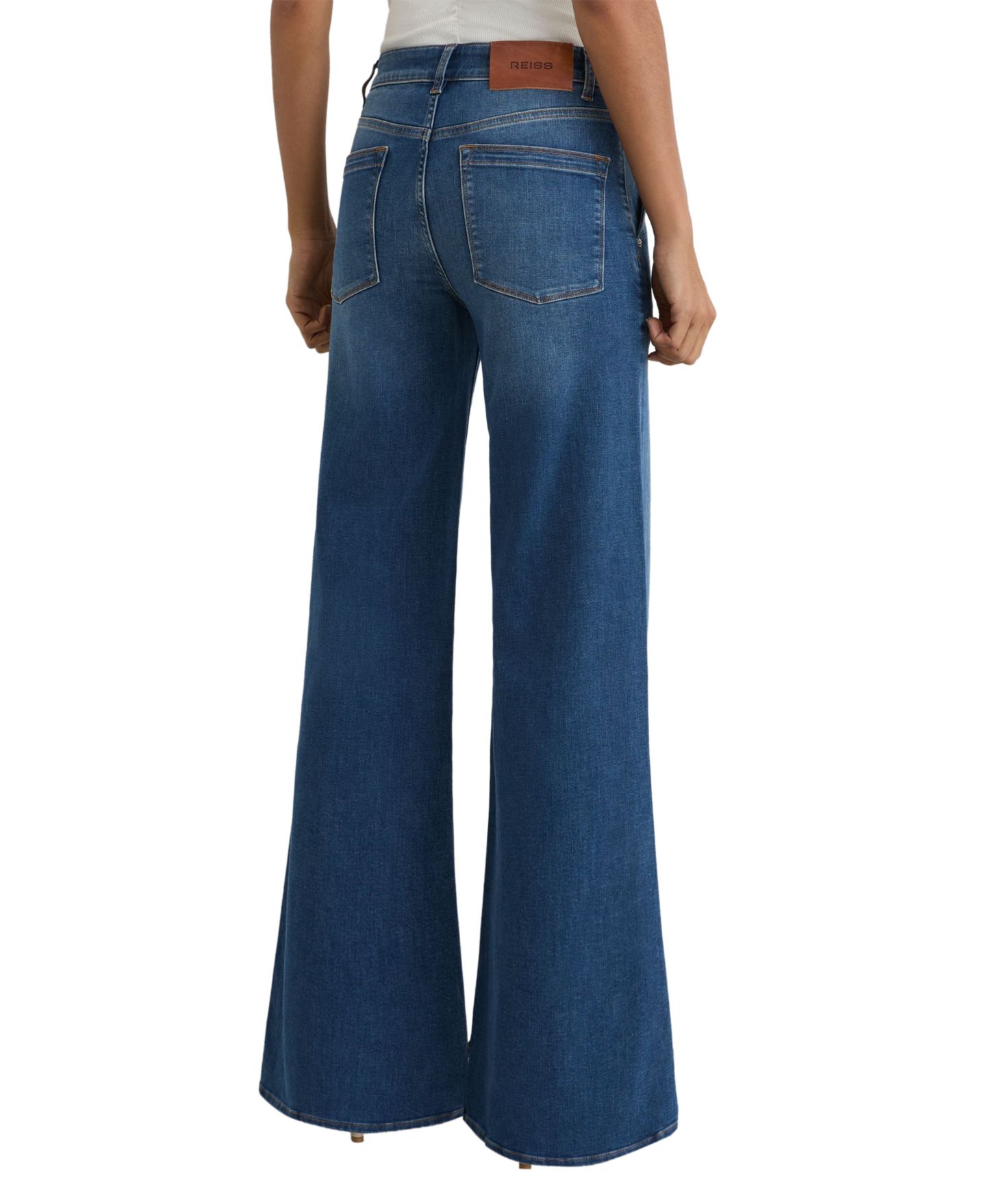 Женские джинсы REISS Petite Addie High-Waisted Wide-Leg, цвет: Синий — фото 5
