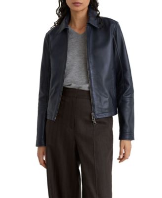 Petite Sorina Leather Moto Zip-Through Jacket