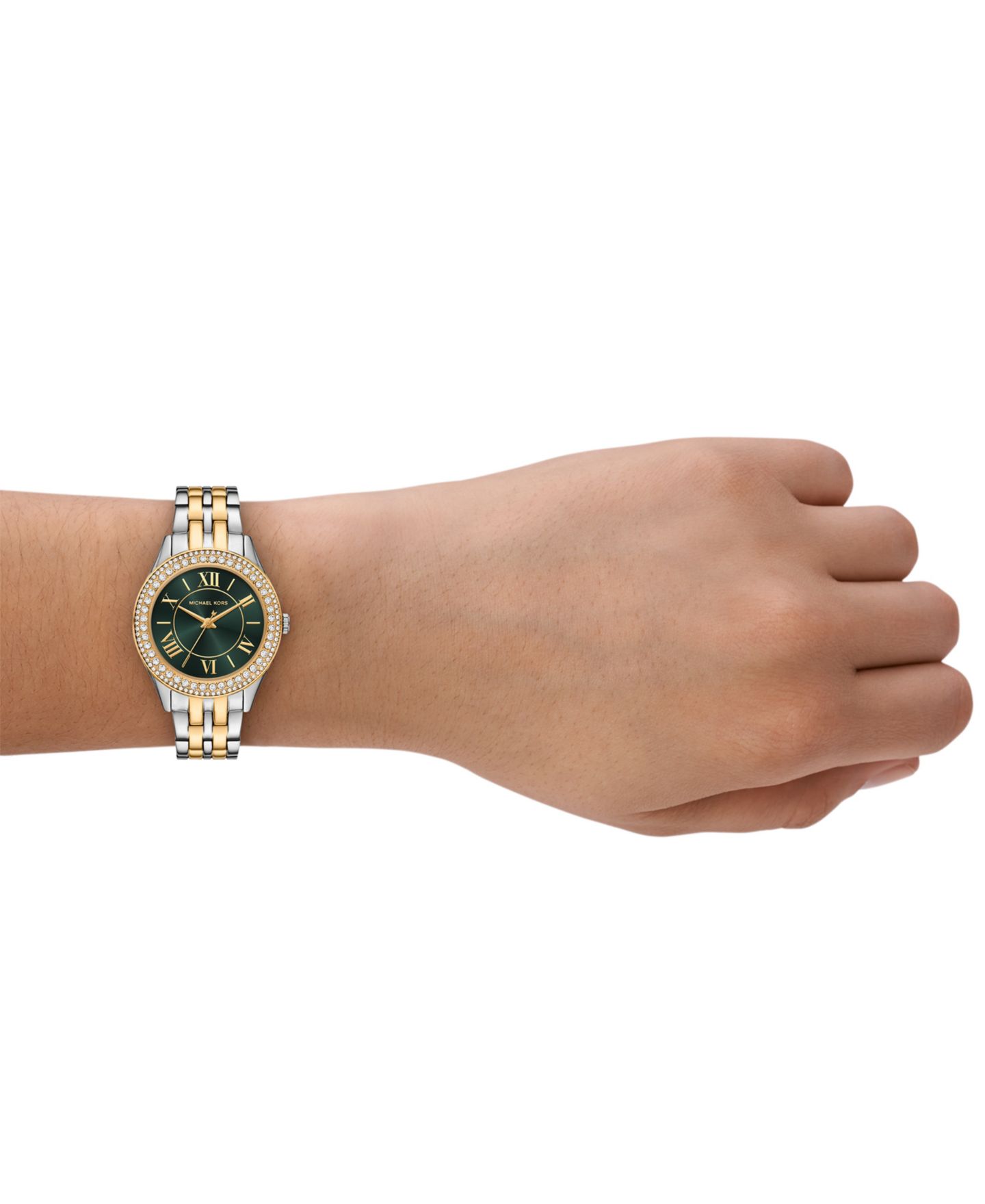 Женские часы Michael Kors Harlowe, три стрелки, нержавеющая сталь двух цветов, 33 мм — фото 4