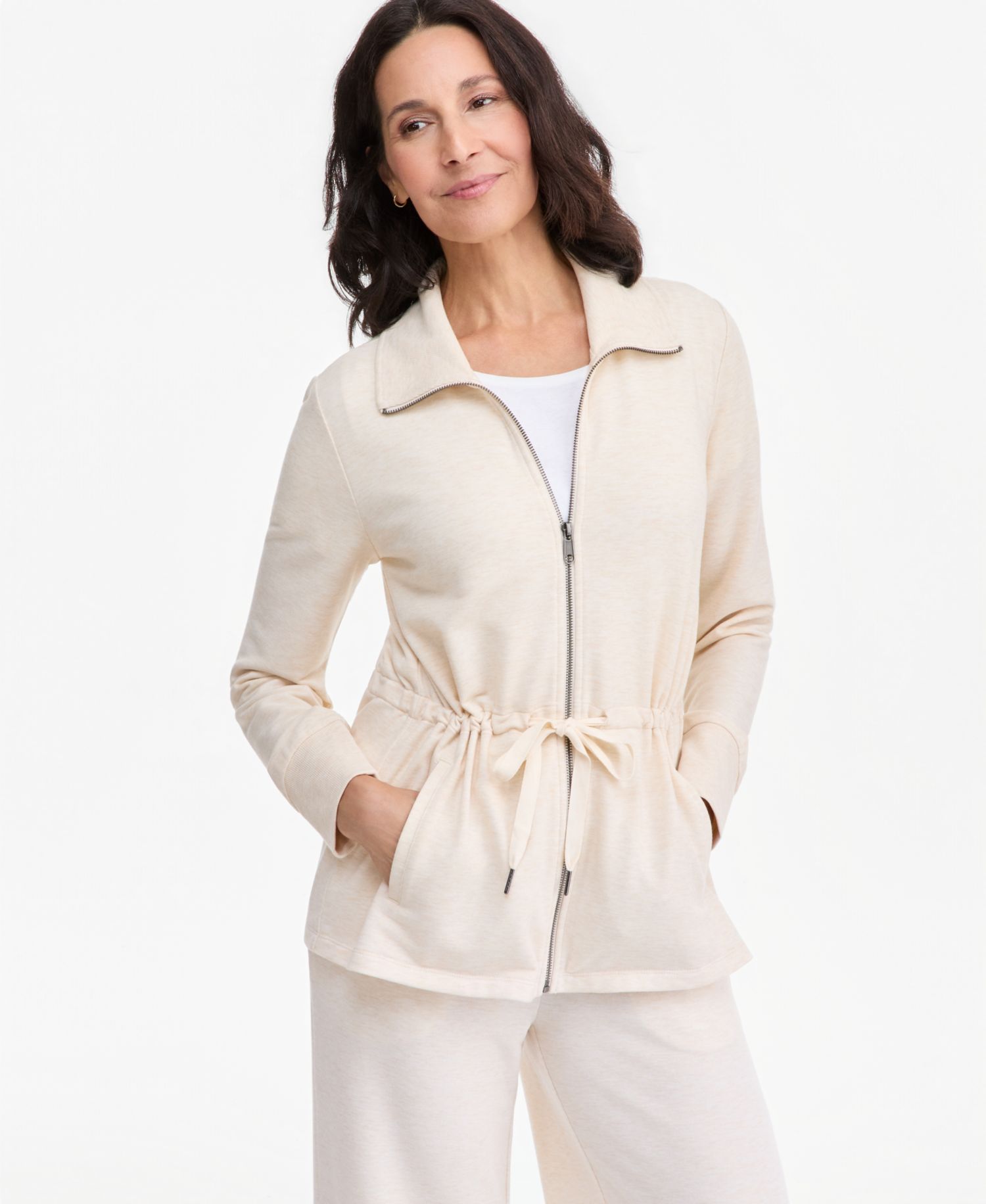 Petite LuxLounge Long-Sleeve Collared Tunic Top