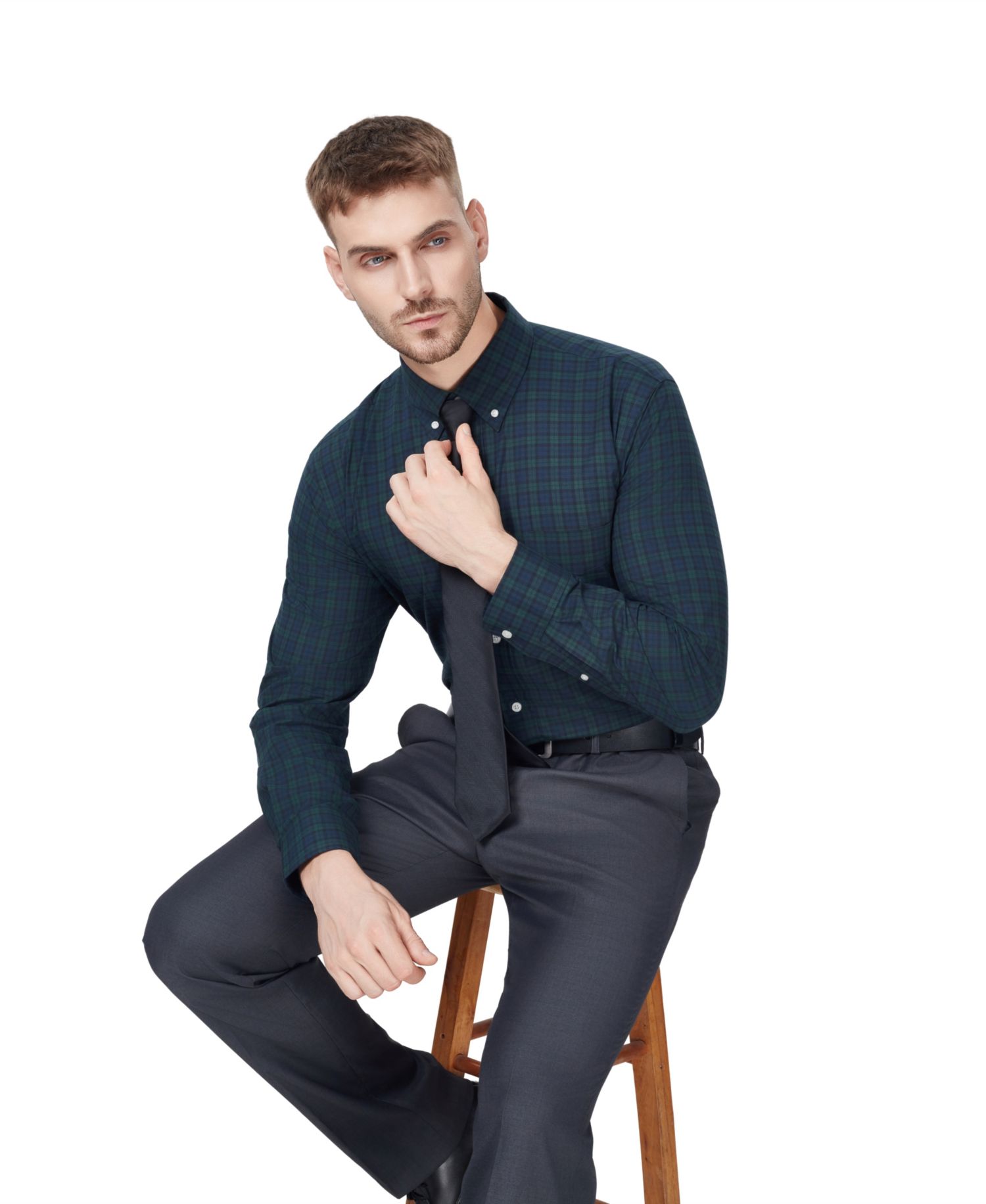 Men's Regular-Fit Blackwatch Dress Shirt
