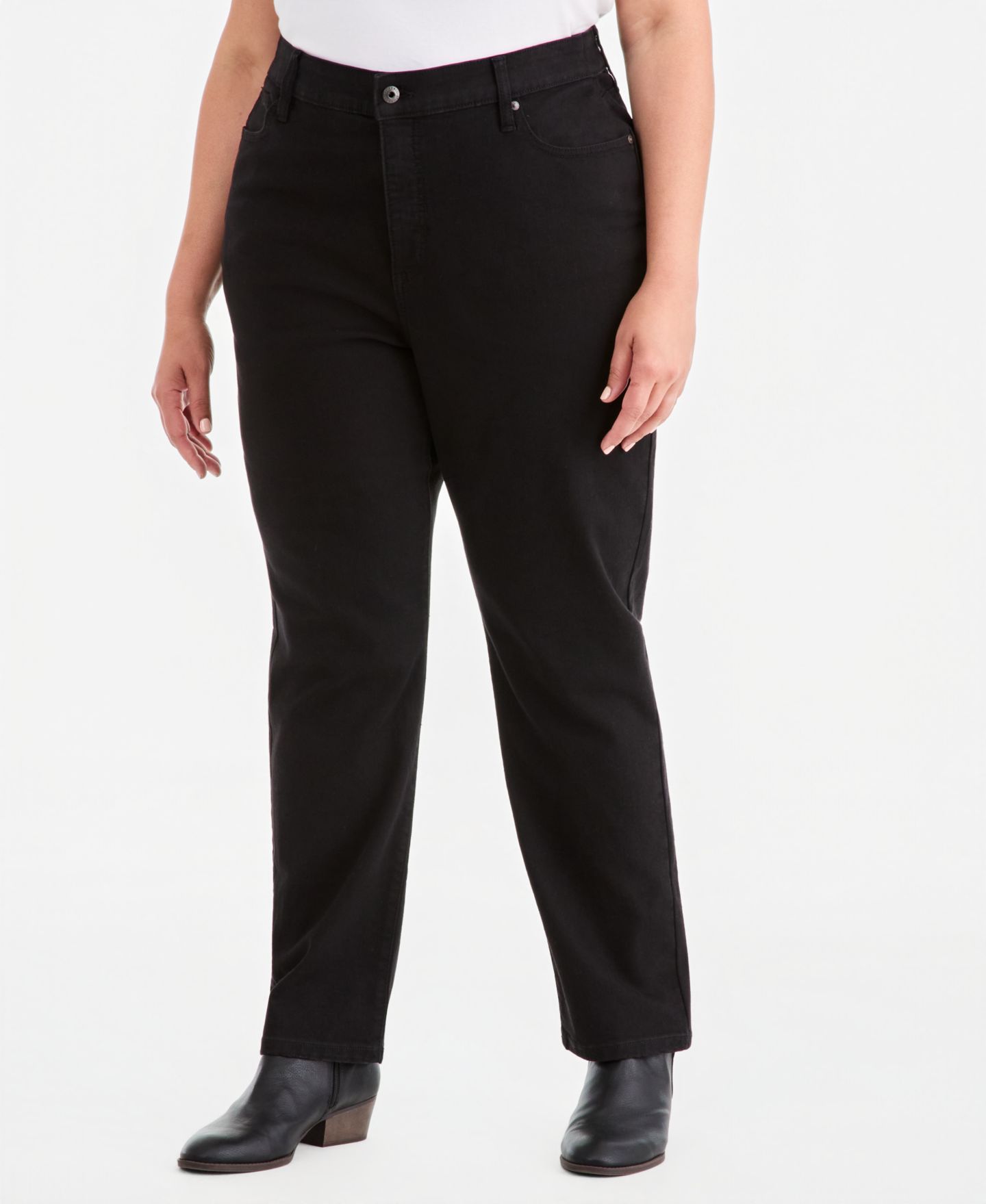 Женские джинсы Style & Co Plus Size High-Rise Straight-Leg, цвет: Глубокий чёрный — фото 3