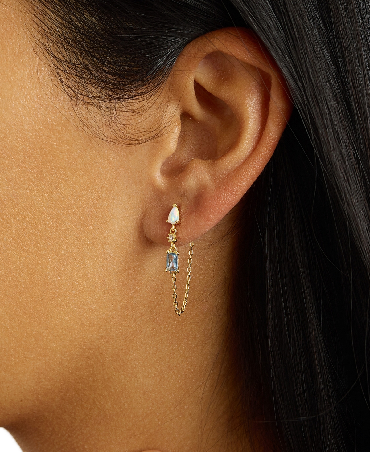 Macy's Gold-Plated Multi Stone Chain Drop Earrings