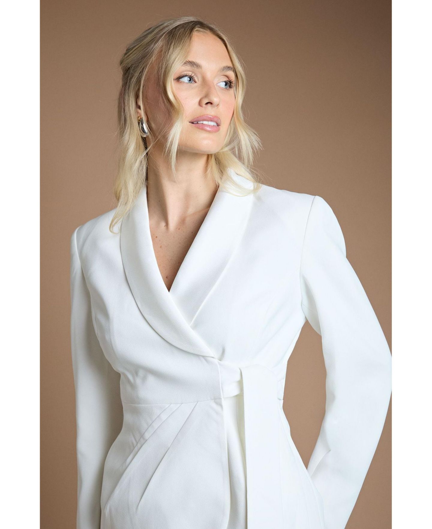 Женский пиджак Coast Bridal Satin Wrap-Front Blazer, цвет: Слоновая кость — фото 4