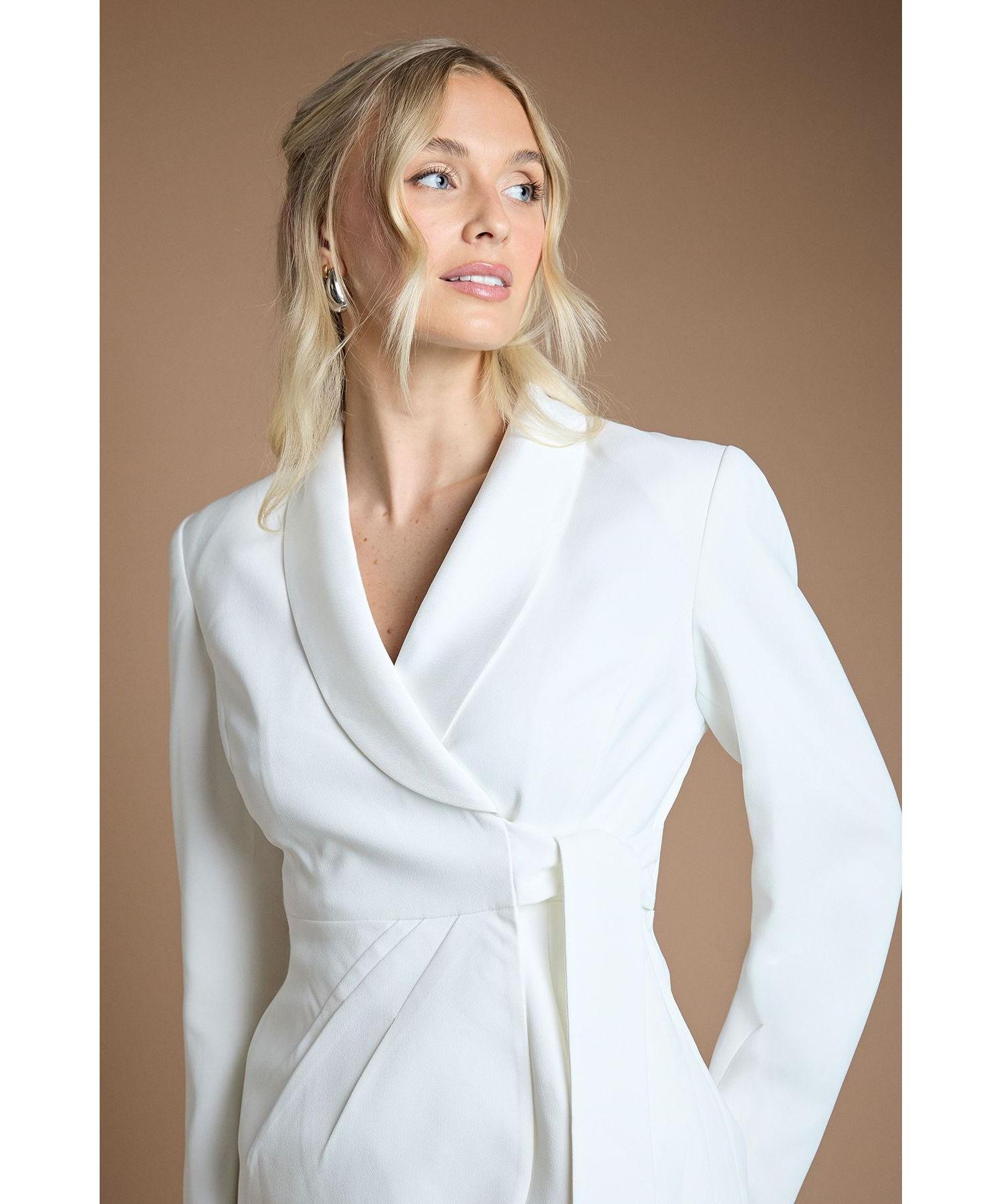 Women's Bridal Satin Wrap-Front Blazer