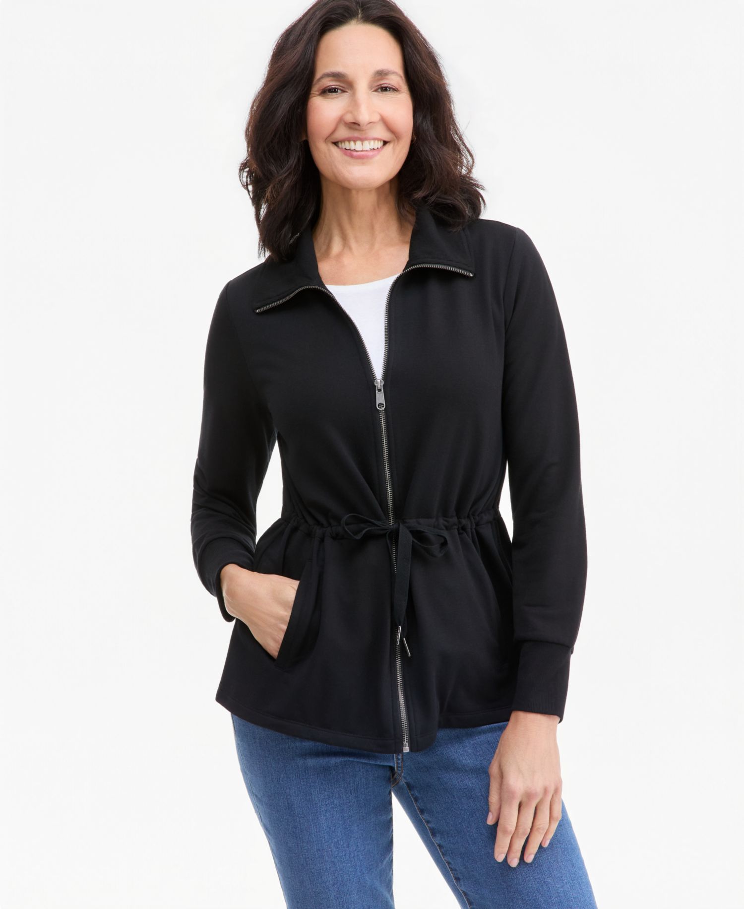 Petite LuxLounge French Terry Long-Sleeve Jacket