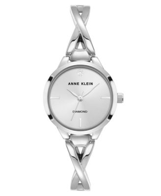 Women's Quartz Round Silver-Tone Alloy Metal Bangle Watch 28mm