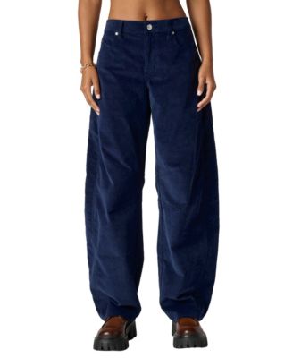 Juniors' Stretch-Corduroy Barrel-Leg Pants