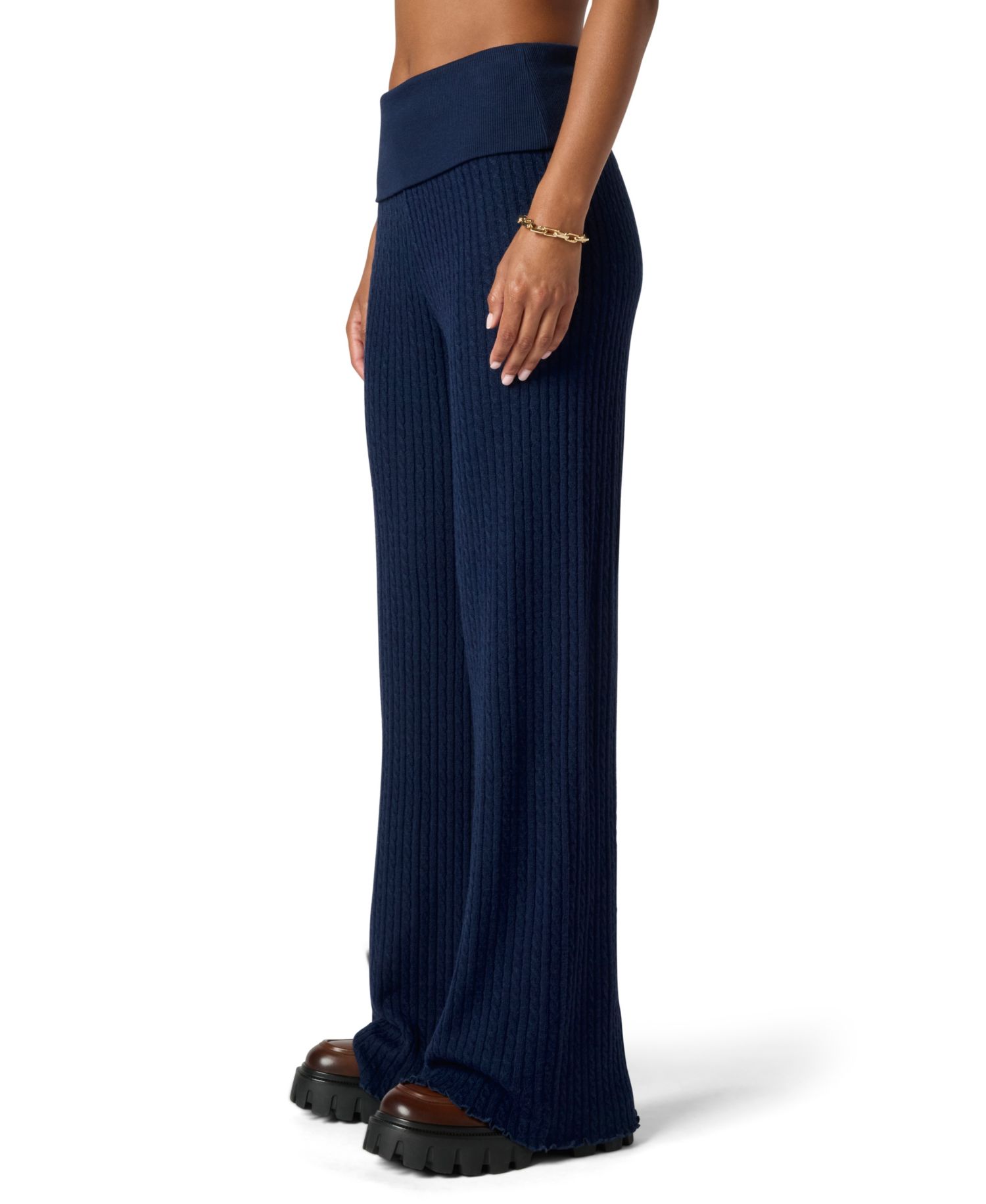 Juniors' Baby Wide-Leg Cable-Knit Pull-On Pants