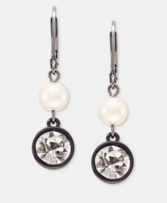 Crystal & Imitation Pearl Double Drop Earrings