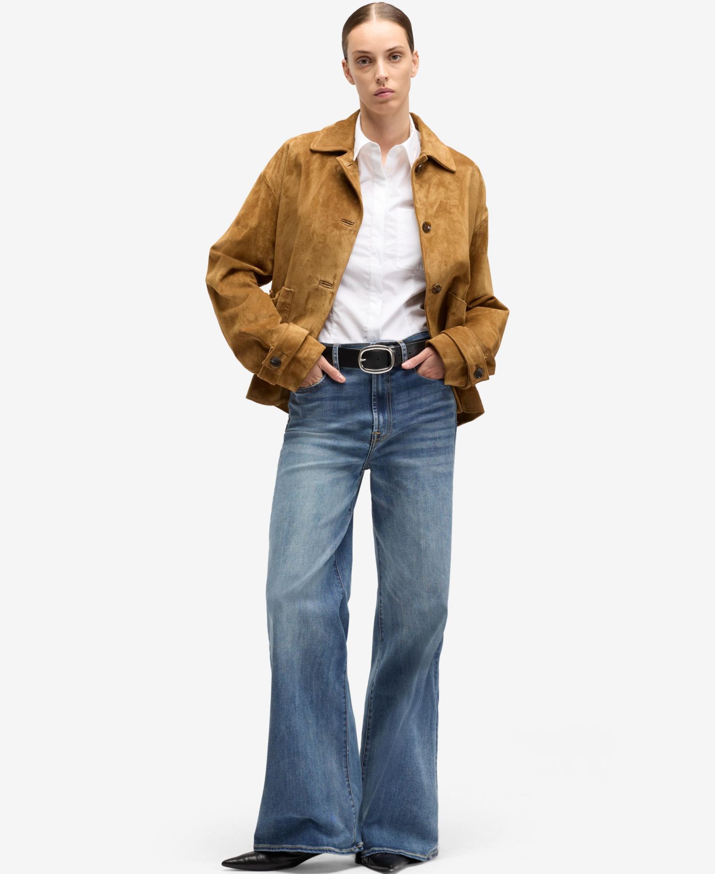 Женские джинсы 7 For All Mankind Slim Illusion High-Rise Wide-Leg, цвет: Crater — фото 2