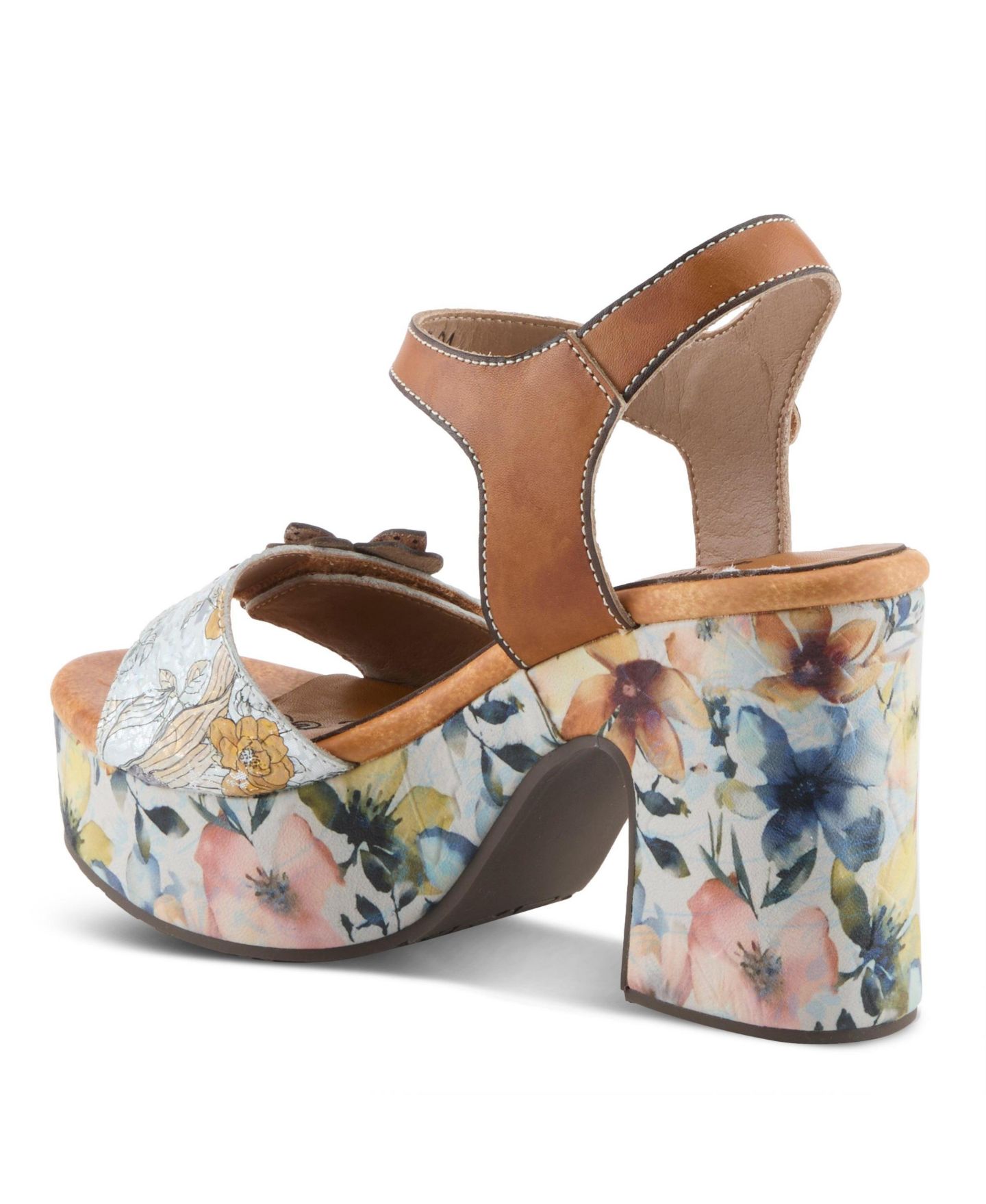 Женские сандалии L'Artiste Felis Platform with Hand-Painted Vamp, цвет: Верблюжий разноцветный — фото 7