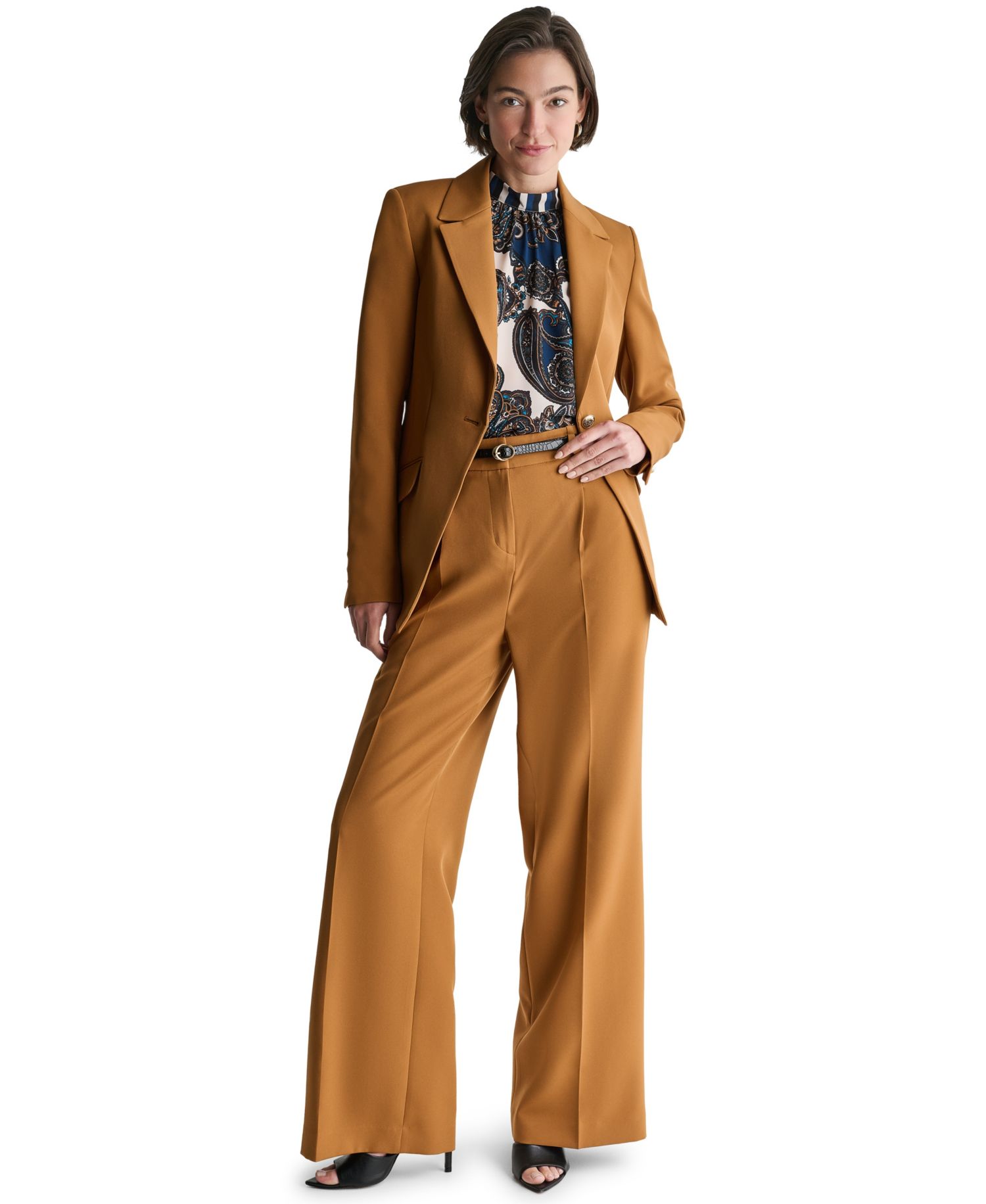 Women's Shoulder-Padded Single-Breasted One Button Blazer