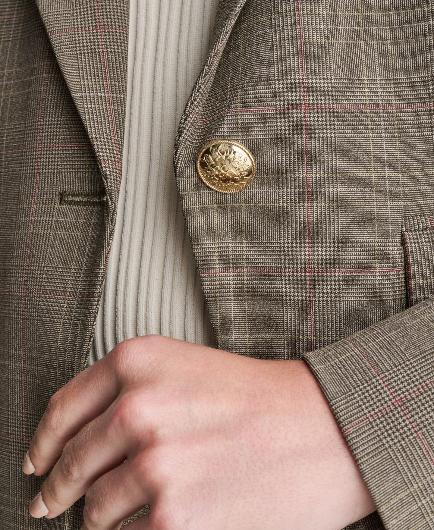 Женский пиджак BCBG Plaid One Button Blazer, цвет: Светлый сиена разноцветный — фото 6