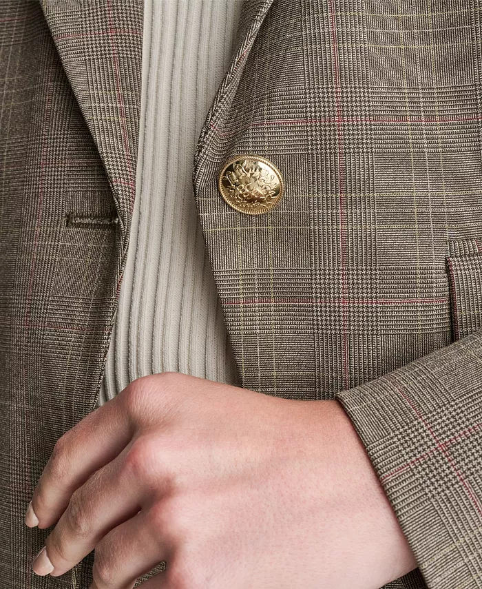 Women's Plaid One Button Blazer - thumbnail 6