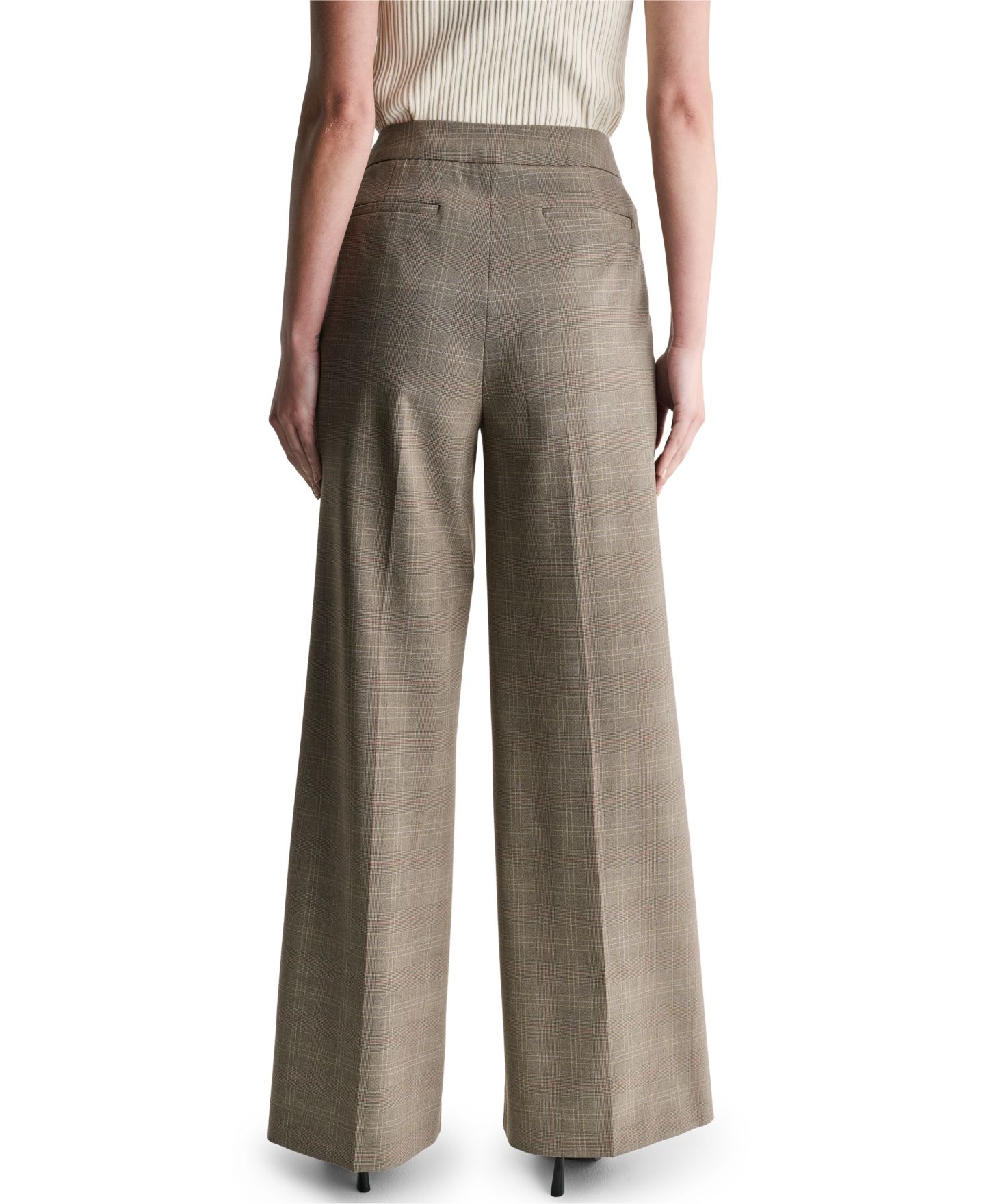 Женские брюки BCBG Pleated High-Waisted Wide-Leg, цвет: Светлый сиена разноцветный — фото 4