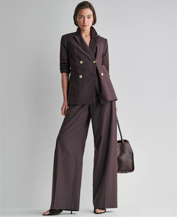 Women's Double-Breasted Pinstripe Blazer - thumbnail 7