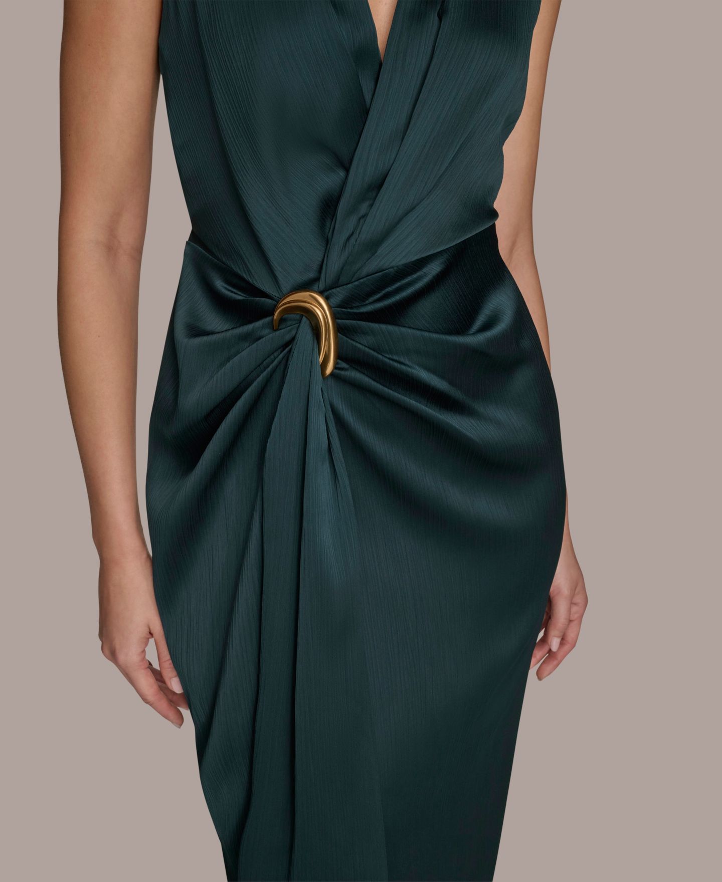Женское платье Donna Karan New York Petite Surplice V-Neck Sleeveless Side Slit Gown, цвет: Hudson — фото 4