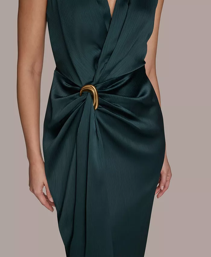 Petite Surplice V-Neck Sleeveless Side Slit Gown - thumbnail 4