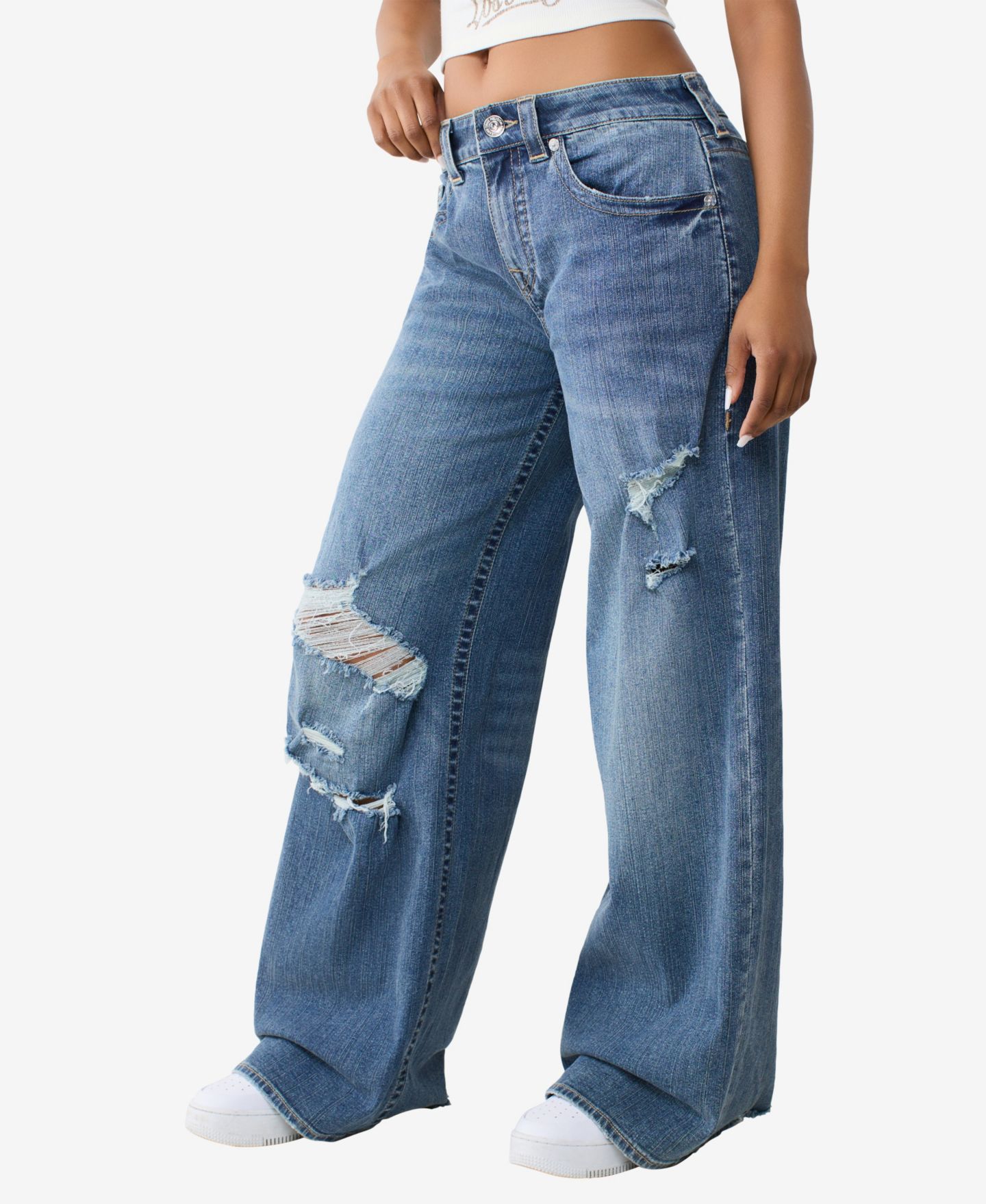 Женские джинсы True Religion High-Waisted Jessie Super Baggy, цвет: Venice Drift With Destroy — фото 2