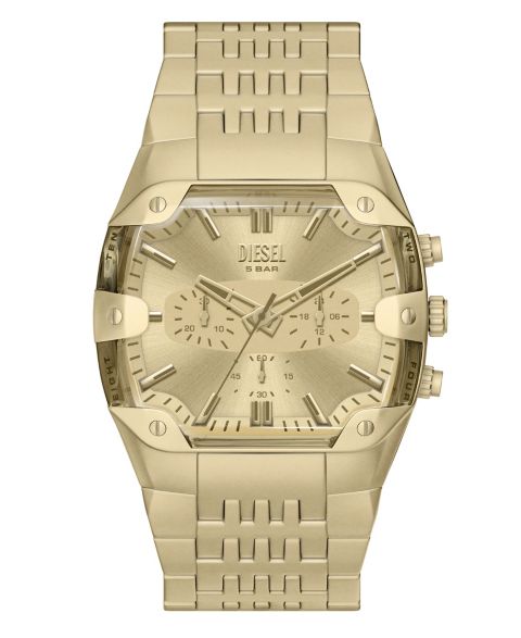 Мужские часы Diesel Spiked Cushion Quartz Chronograph Gold Stainless Steel Watch 45mm