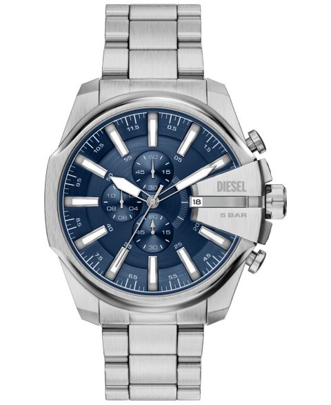 Мужские часы Diesel Mega Chief Slim Quartz Chronograph Silver Stainless Steel Watch 48mm