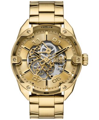 Men's Spiked Automatic Three-Hand Gold Stainless Steel Watch 49mm