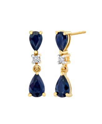 Sapphire (1-5/8 ct. t.w.) & Diamond Accent Drop Earrings in 10k Yellow Gold