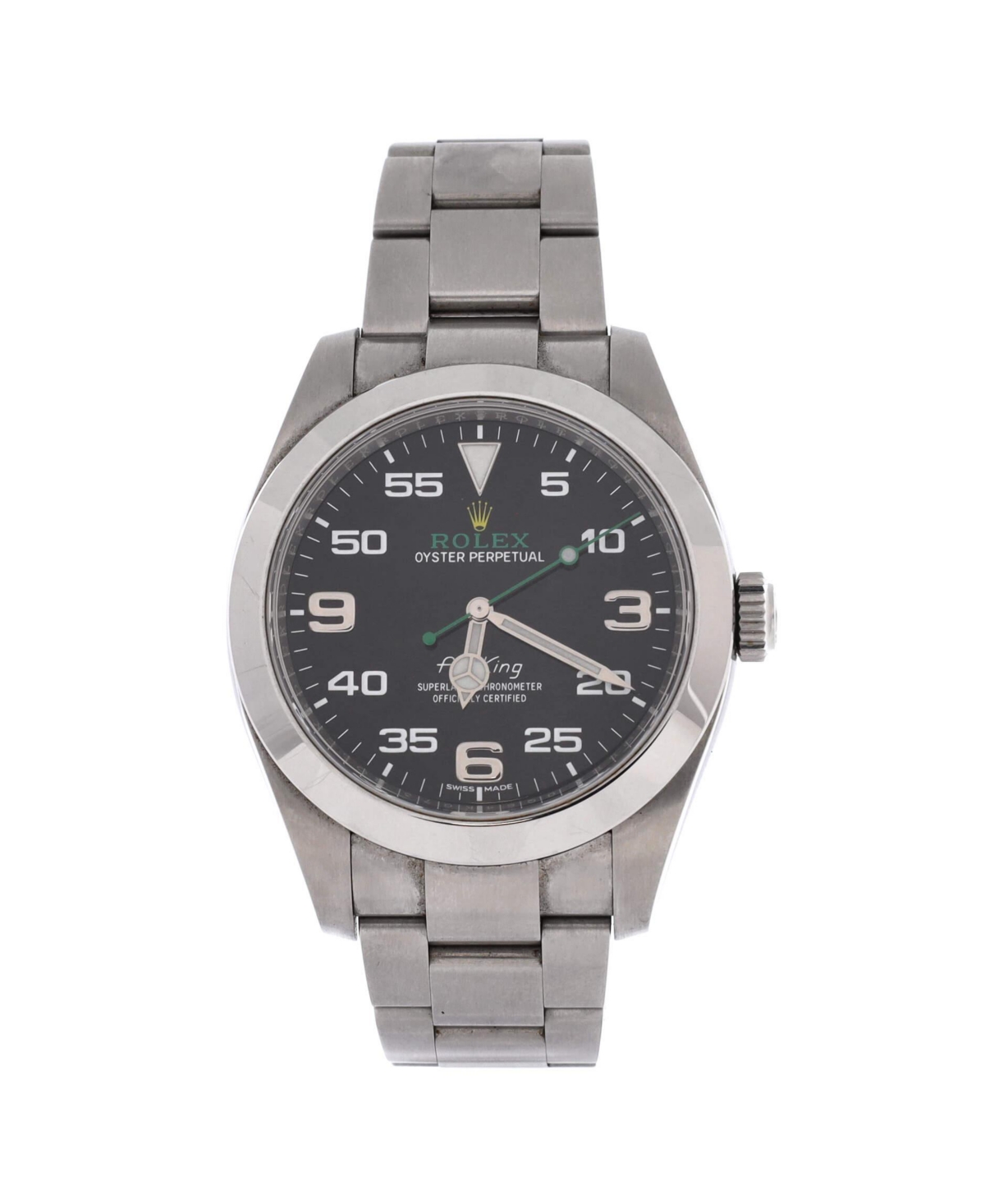 PreOwned Rolex Oyster Perpetual Air King Chronometer Automatic Watch in Stainless Steel 40mm  Dial color black