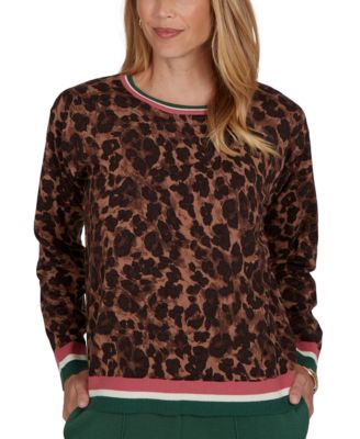 Petite Cheetah Print Knit Sweater