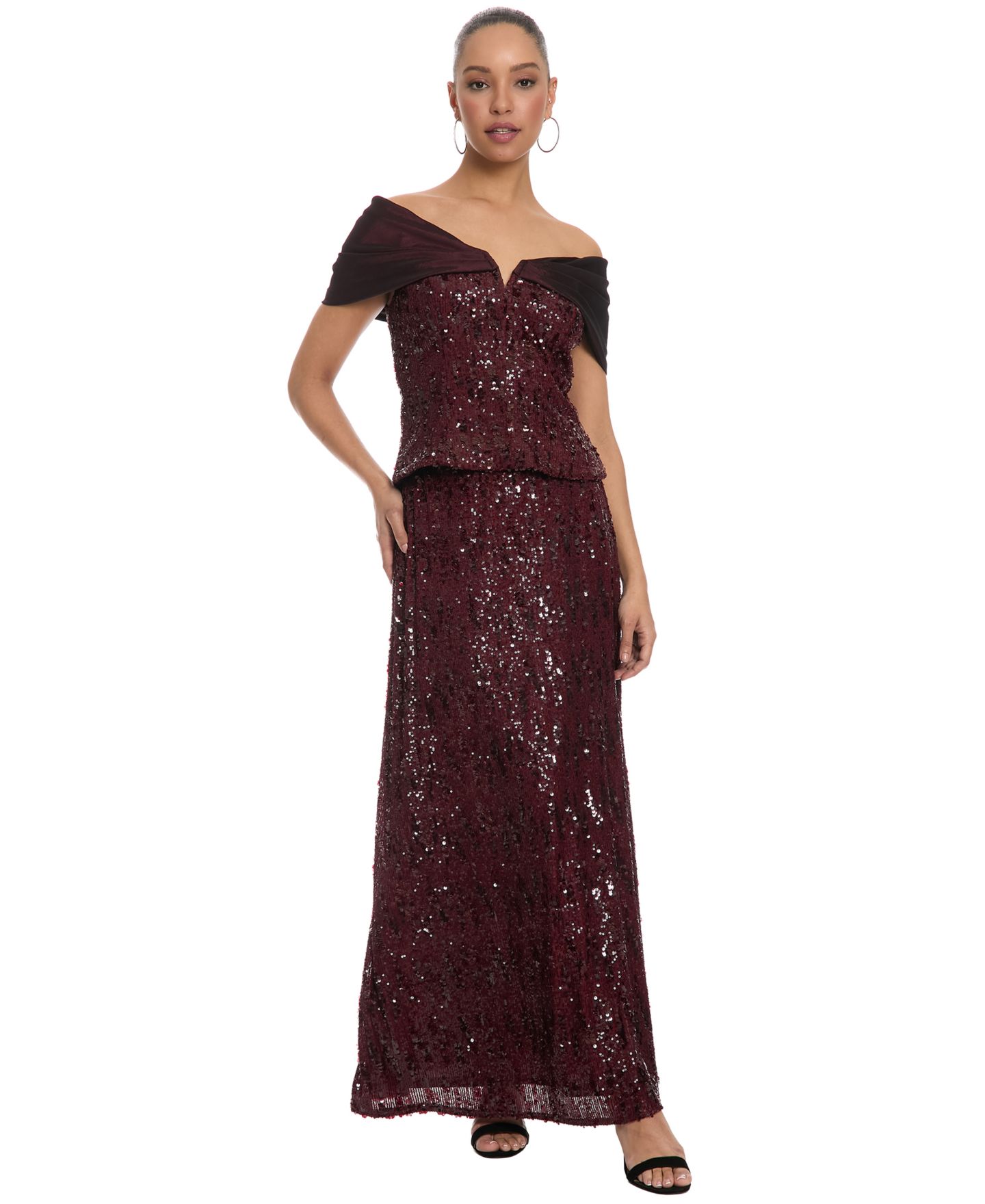 Женская юбка Muse Sequin Maxi Slit, цвет: Caberet — фото 2