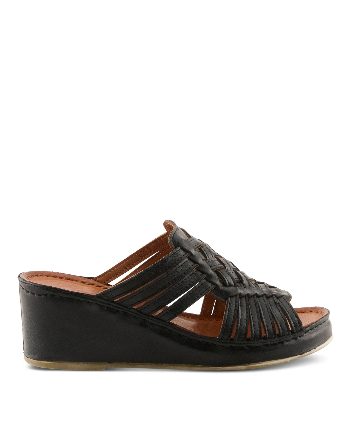 Spring Step Women's Wedge Sandal With Woven Leather Upper