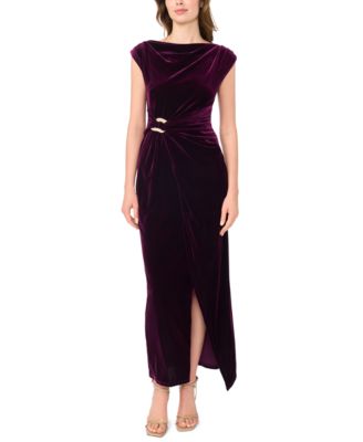 Women's Cowl Neck Velvet Sleeveless Dress