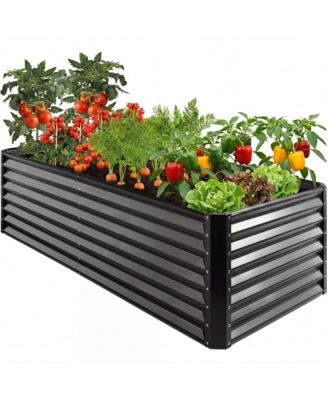 8x4x2feet Outdoor Metal Raised Garden Bed for Vegetables Flowers Herbs
