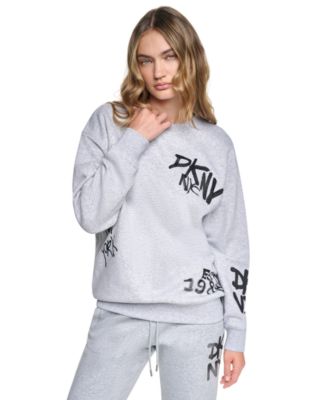 Women's Graffiti Logo Crewneck Graphic Long-Sleeve Sweatshirt